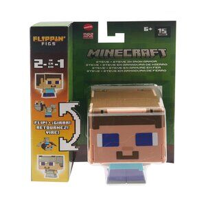 Mattel Minecraft Flippin' Figs Steve & Steve in Iron Armor Figure - NEW